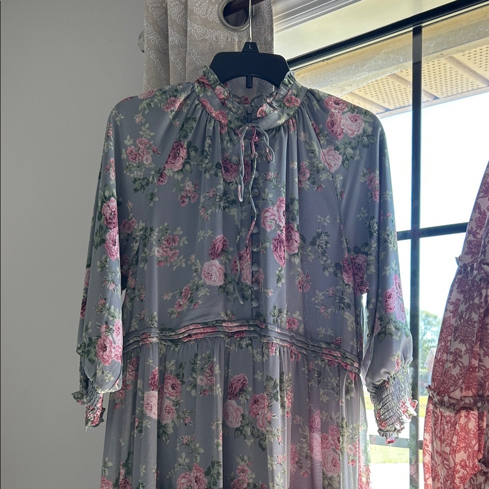 Dainty Jewells Gray and Pink Floral Dress
